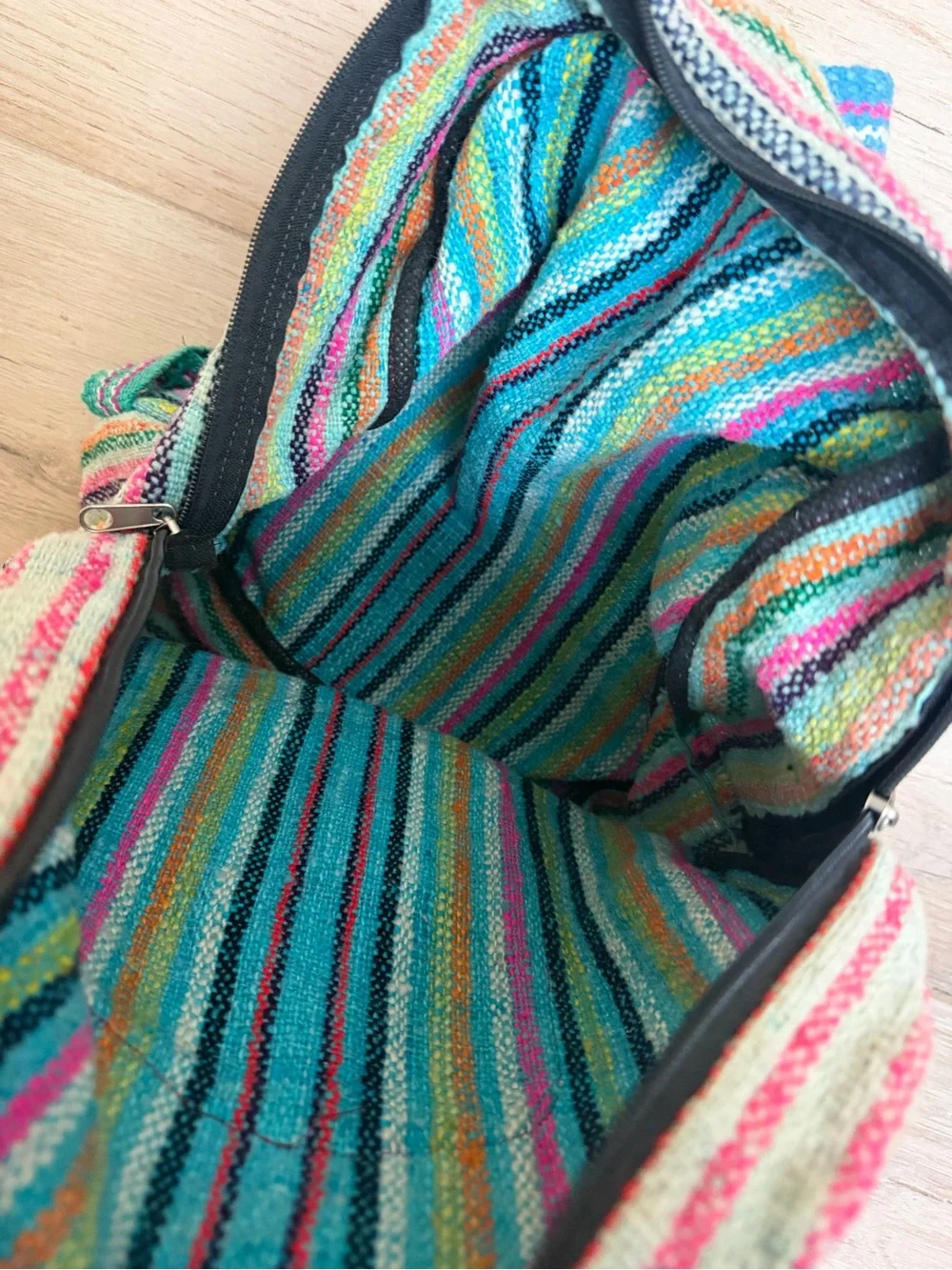 Multicolor Striped Woven Women's Backpack - Artisan